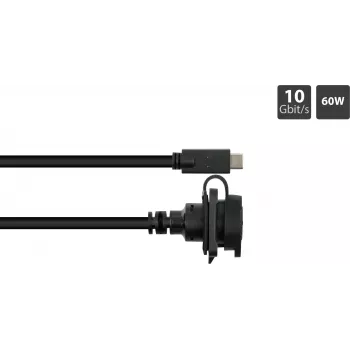 GoodConnections S1 Βιομηχανικό καλώδιο USB-C, USB 3.2 Gen 2, 10 Gbps, M16 εντοιχιζόμενο, IP65/67, 1 m, μαύρο (IC01-16U3102-010)