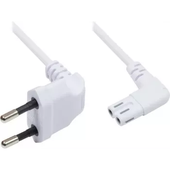 Good Connections Καλώδιο τροφοδοσίας Euro, βύσμα Euro σε υποδοχή IEC C7, γωνιακό 90° και στις δύο πλευρές, λευκό, 0,75 m (1550-ZW007W)