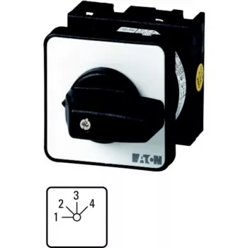 Eaton T0-4-8251/E 2-πολικός διακόπτης περιστροφικός 3 θέσεων ON-OFF-ON, 20A, 690V, IP65 Πρόσοψη, Μαύρη λαβή, Λευκή πλάκα 013971