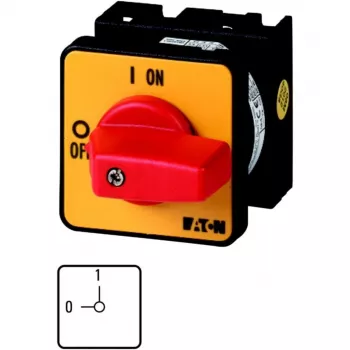 Eaton T0-1-102/E-RT διακόπτης με έκκεντρο, 2-πολικός, 20 A, μπροστινή τοποθέτηση, κόκκινο/κίτρινο 009046