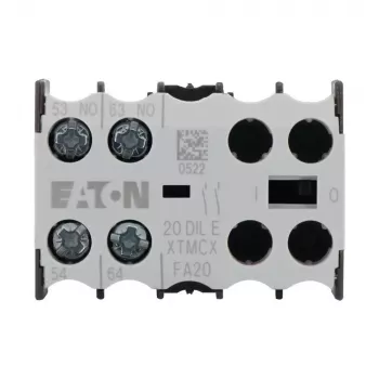 Eaton 20DILE μπλοκ βοηθητικής επαφής, 2-πολικό, 1NO+1NC, πλευρική τοποθέτηση, βίδες, IP20, μαύρο/λευκό 010208