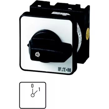 Eaton T0-1-15401/E διακόπτης με έκκεντρο, 1-πολικός, 20 A, 690 V AC, μπροστινή τοποθέτηση, μαύρη περιστροφική λαβή, IP65 038854