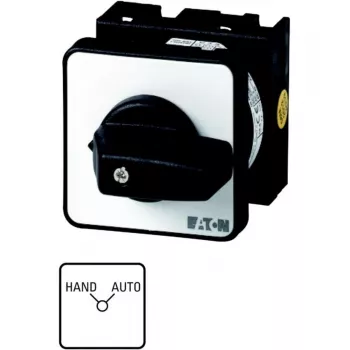Eaton T0-1-15451/E 1-πολικός διακόπτης ελέγχου ON/OFF, 20 A, 690 V AC, IP65 μπροστινό, μαύρη λαβή, λευκή πλάκα 076824