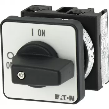 Eaton T0-1-102/E 2-πολικός διακόπτης τοogle ON-OFF, 20A, IP65 μπροστινό, μαύρη λαβή με λευκή πλάκα ένδειξης 088709