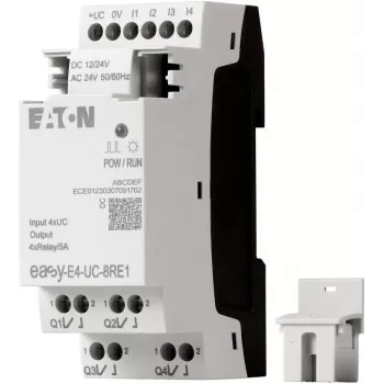 Eaton easyE4 ρελέ ελέγχου EASY-E4-UC-8RE1, 8 είσοδοι, 4 έξοδοι ρελέ, 12/24 V DC, 24 V AC, Ethernet, ράγα DIN