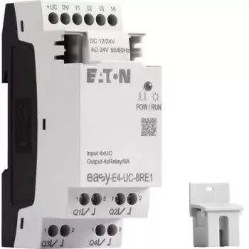 Eaton easyE4 ρελέ ελέγχου EASY-E4-UC-8RE1, 8 είσοδοι, 4 έξοδοι ρελέ, 12/24 V DC, 24 V AC, Ethernet, ράγα DIN