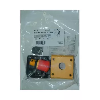 Eaton M22-PV-2KC01-IY1-BVP Κουμπί διακοπής έκτακτης ανάγκης, 2 NC, Απελευθέρωση με έλξη, IP66, Κόκκινο μανιτάρι σε κίτρινο κολάρο 110939