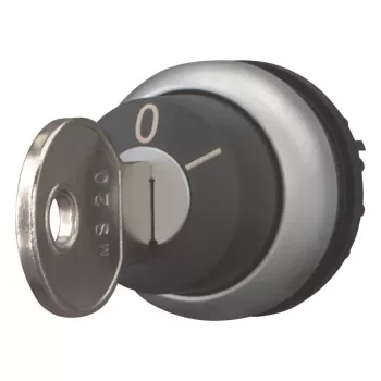 Eaton M22-WRS-MS20 Μηχανισμός περιστροφικού διακόπτη με κλειδί, 2 θέσεων, Με ασφάλιση, Κλειδί MS20, Μπροστινός δακτύλιος τιτανίου-μετάλλου, Μαύρο 111779
