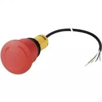 Eaton C22 Μπουτόν διακοπής έκτακτης ανάγκης, 24 V AC/DC, 4 A, 2 NC, απασφάλιση με περιστροφή, IP69K, κόκκινο μανιτάρι, κίτρινο κολάρο, 45 mm 185155
