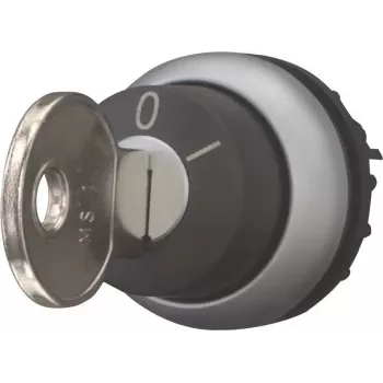 Eaton M22-WRS-A1 Διακόπτης με κλειδί, 2 θέσεων, με ασφάλιση, μαύρος ενεργοποιητής, ασημί τιτάνιο μπροστινός δακτύλιος, τοποθέτηση 22,5 mm, IP66/IP67/IP69K 229092