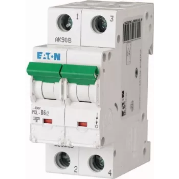 Eaton PXL-B6/2 διακόπτης προστασίας γραμμής (MCB), 2-πολικός, χαρακτηριστική B, 6 A, 10 kA, ράγα DIN 236225