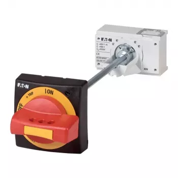 Eaton NZM2-XTVDV ζεύξη πόρτας περιστροφική λαβή, κλειδωνόμενη, κόκκινο/κίτρινο, IP66 260180