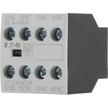 Eaton DILA-XHI04 Μπλοκ βοηθητικής επαφής, 4-πολικό, 2NO+2NC, μπροστινή τοποθέτηση, βιδωτοί ακροδέκτες, Μαύρο/Λευκό 276424