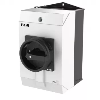 Eaton T3-4-15682/I2/SVB-SW 6-πολικός διακόπτης με έκκεντρο, 32 A, 690 V AC, χωνευτή τοποθέτηση, μαύρη λαβή/λευκή πρόσοψη 207211