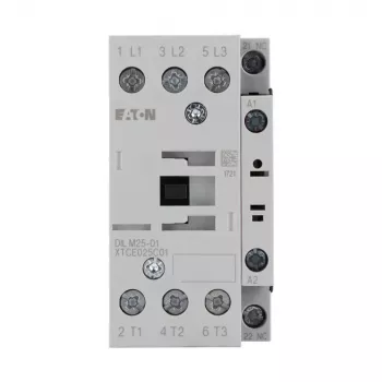 Eaton DILM25-01(RDC24) 3-πολικός επαφέας, πηνίο 24 V DC, 25 A AC-3, 1 NC βοηθητική επαφή, IP00, μαύρο/λευκό 277178
