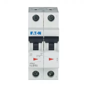 Eaton FAZ-B16/2 διακόπτης προστασίας γραμμής (MCB), 2πολικός, 16 A, τύπου B, 230/400 V AC, 10 kA, ράγα DIN 278734