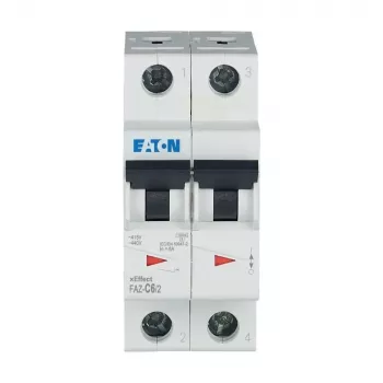 Eaton FAZ-C6/2 Αυτόματο προστασίας γραμμής (MCB), 6 A, 2πολικό, Τύπος C, 10 kA, 230/400 V AC 278754