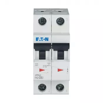 Eaton FAZ-C6/2 Αυτόματο προστασίας γραμμής (MCB), 6 A, 2πολικό, Τύπος C, 10 kA, 230/400 V AC 278754