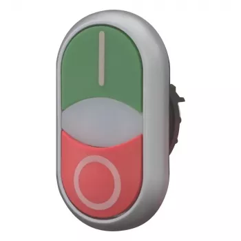 Eaton RMQ-Titan M22-DDLM-GR-X1 Διπλός διακόπτης πίεσης με λυχνία ένδειξης, Πράσινο/Κόκκινο, λευκό LED, 24V AC/DC, 1NO+1NC 284830