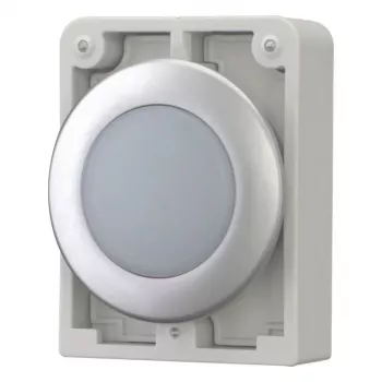 Eaton RMQ-Titan Επίπεδη στρογγυλή κεφαλή λυχνίας ένδειξης, λευκός φακός, δακτύλιος χρωμίου, M30C-FL-W 183287