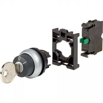 Eaton M22-WS-K10-BVP διακόπτης με κλειδί, 2 θέσεις, με ασφάλιση, μαύρο πλαστικό μπροστινό δακτύλιο, κλειδί K10, 22,5 mm 110921