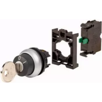 Eaton M22-WS-K10-BVP διακόπτης με κλειδί, 2 θέσεις, με ασφάλιση, μαύρο πλαστικό μπροστινό δακτύλιο, κλειδί K10, 22,5 mm 110921