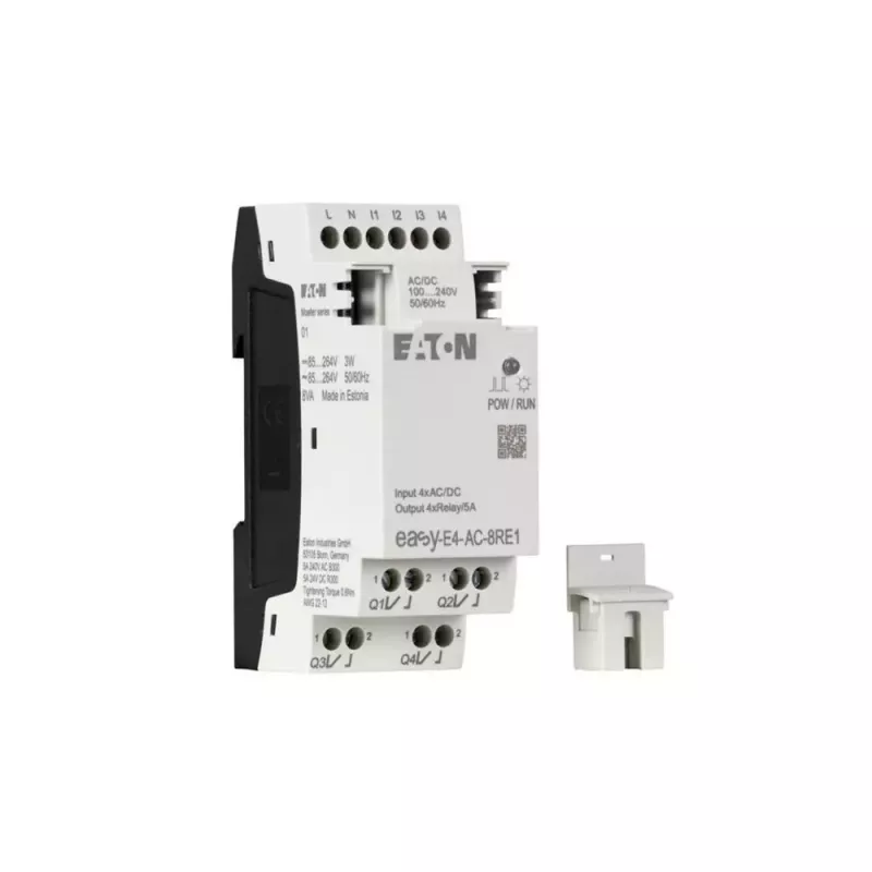 Eaton easyE4 PLC μονάδα επέκτασης εισόδων/εξόδων, 4 ψηφιακές είσοδοι, 4 έξοδοι ρελέ EASY-E4-AC-8RE1