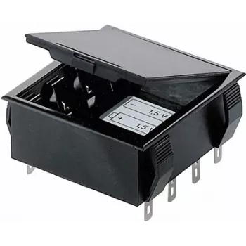 Bopla θήκη μπαταρίας για 4 στοιχεία AA (Mignon) με μπλοκ 9V σύνδεση συγκόλλησης, 65 x 65 x 21,5 mm, μαύρο 46600000