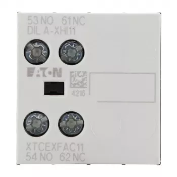 Eaton DILA-XHI11 Μπλοκ βοηθητικής επαφής - 1NO+1NC, βιδωτοί ακροδέκτες, μπροστινή τοποθέτηση, 690V 276421