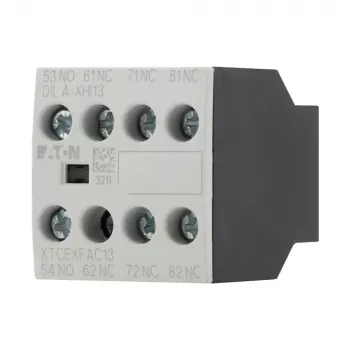 Eaton DILA-XHI13 Μπλοκ βοηθητικής επαφής, 4πολικό, 1NO+3NC, βιδωτοί ακροδέκτες, μπροστινή τοποθέτηση, για ρελέ DILM7-DILM38, Μαύρο/Λευκό 276425