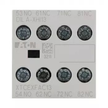 Eaton DILA-XHI13 Μπλοκ βοηθητικής επαφής, 4πολικό, 1NO+3NC, βιδωτοί ακροδέκτες, μπροστινή τοποθέτηση, για ρελέ DILM7-DILM38, Μαύρο/Λευκό 276425