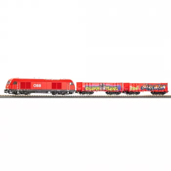 PIKO 57033 H0 Παιδικό σετ εκκίνησης ÖBB εμπορικό τρένο Rh 2016 με δύο ανοιχτά βαγόνια Eaos