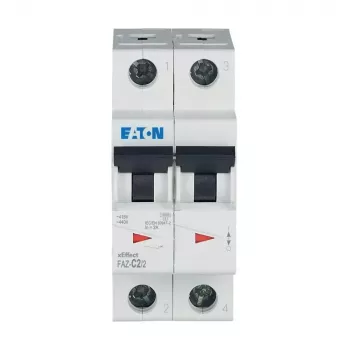 Eaton FAZ-C2/2 διακόπτης προστασίας γραμμής (MCB), 2 A, 2-πολικός, χαρακτηριστική C, 230/400 V AC, 10 kA 278748