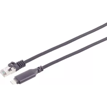 S CONN MAXIMUM CONNECTIVITY καλώδιο προσαρμογέα USB-C σε RJ45 Gigabit Ethernet, 7,5m, αλουμίνιο, μαύρο 14-51065