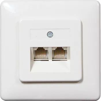 SHIVERPEAKS πρίζα τοίχου ISDN, 2 x υποδοχή RJ45, χωνευτή, αποσπώμενη αντίσταση τερματισμού, λευκό 69989