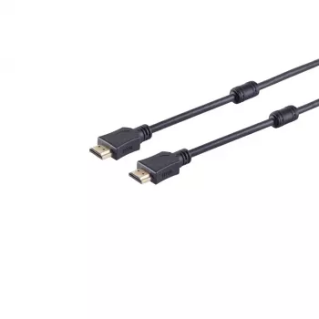 S CONN MAXIMUM CONNECTIVITY καλώδιο HDMI 15m - βύσμα αρσενικό HDMI Type-A σε βύσμα αρσενικό HDMI Type-A, επιχρυσωμένες επαφές, πυρήνες φερρίτη, 4K Ultra HD, 3D, HEAC, μαύρο 77478-15-FERRIT