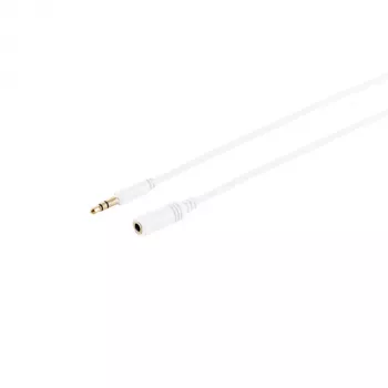 S CONN MAXIMUM CONNECTIVITY 33982-W Super Slim καλώδιο επέκτασης στερεοφωνικού ήχου 3,5 mm, βύσμα αρσενικό σε υποδοχή θηλυκή, επιχρυσωμένο, λευκό, 1,5 m