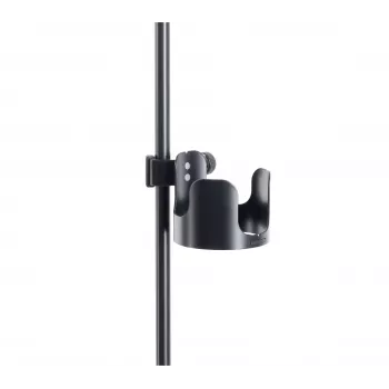 K&M 16018-000-55 θήκη ποτού για βάση, σφιγκτήρας βίδας, κατάλληλο για σωλήνες έως 30 mm, χωράει ποτήρια έως 85 mm, μαύρο