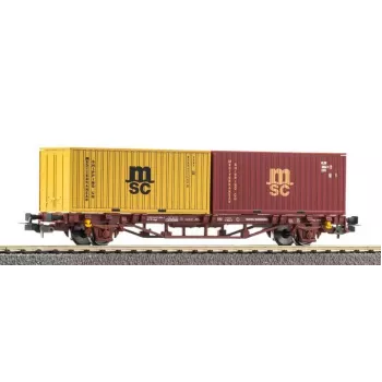 PIKO 27750 Βαγόνι μεταφοράς container DC, DB AG, Εποχή VI, Sgns 80', 2x container 40ft, H0