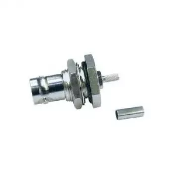 Telegärtner BNC υποδοχή θηλυκή εντοιχισμού crimp/crimp 50 Ohm για RG-316/U, νικέλιο/χρυσός