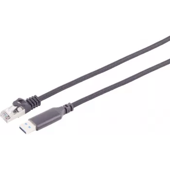 S CONN MAXIMUM CONNECTIVITY Καλώδιο προσαρμογέα USB-A LAN 1G, USB Type-A σε RJ45, αλουμίνιο, μαύρο, 1,5m (14-52155)