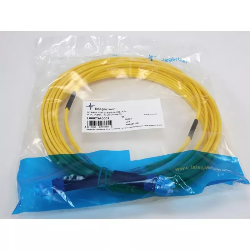 TELEGÄRTNER Καλώδιο patch LC σε LC Single-Mode OS2 Duplex, 5 m, κίτρινο