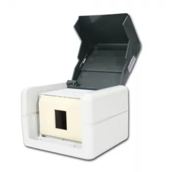 TELEGÄRTNER H02000A0069 AMJ-S K Cat.6A θωρακισμένη πρίζα δεδομένων RJ45 2 θυρών, ανοιχτό γκρι/λευκό