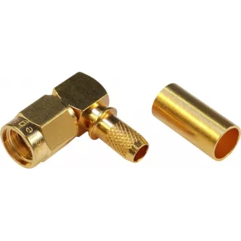 TELEGÄRTNER SMA Reverse Plug βύσμα αρσενικό, γωνιακό, 50 Ohm, crimp/κόλληση, επιχρυσωμένο, J01150R0031