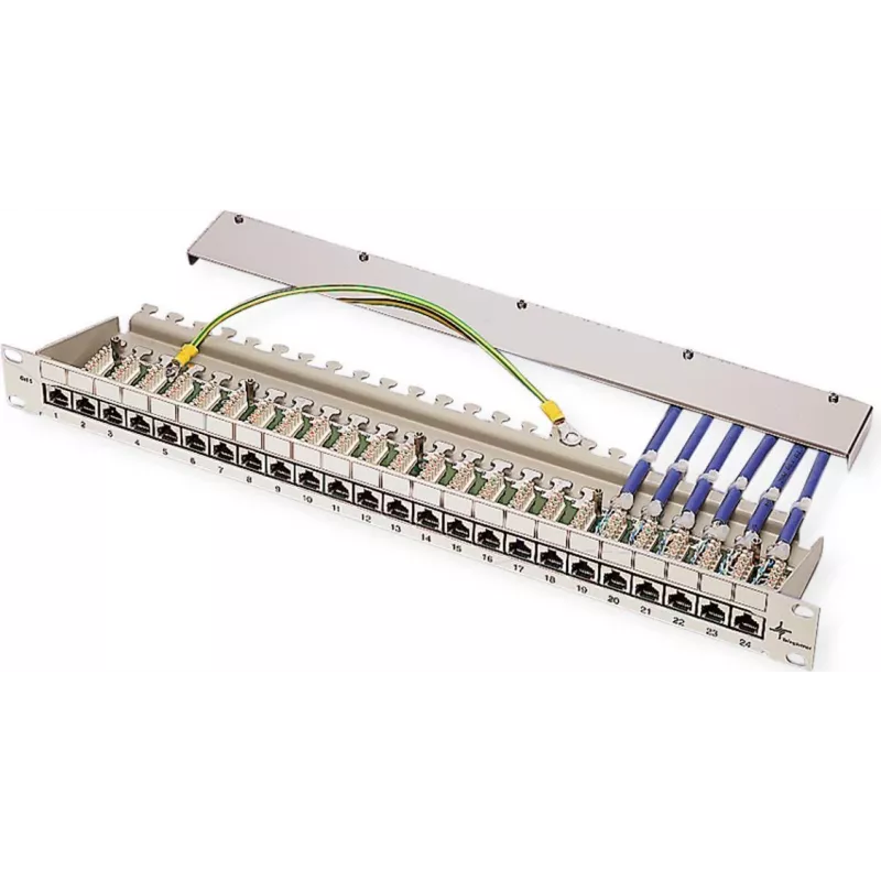 TELEGÄRTNER MPP16-HS 16-Port αρθρωτό patch panel, 1U, ανοιχτό γκρι RAL 7035 J02022A0050