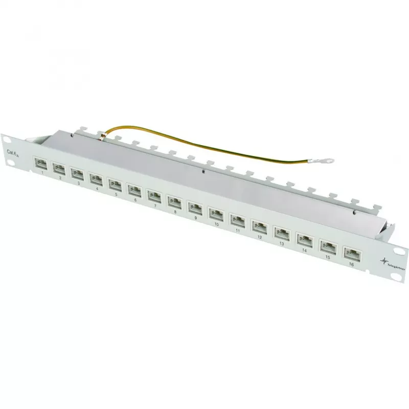 TELEGÄRTNER MPP16-HS 16-Port αρθρωτό patch panel, 1U, ανοιχτό γκρι RAL 7035 J02022A0050