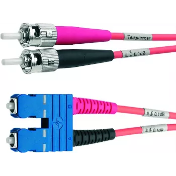 Telegärtner ST σε SC Duplex Multimode OM4 οπτική ίνα καλώδιο patch, 50/125µm, 3m, aqua L00892A0072