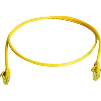 Telegärtner 100008205 Καλώδιο patch RJ45, CAT 5e, 1,0 m, κίτρινο, U/UTP, LSZH, με προστασία από τσάκισμα