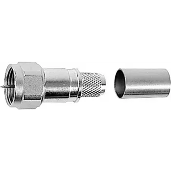 Telegärtner Βύσμα F αρσενικό, ίσιο, 75 Ohm, crimp/βίδα, επινικελωμένος ορείχαλκος, για RG59/RG6 J01600A0009