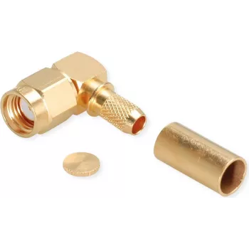 TELEGÄRTNER RP-SMA γωνιακό βύσμα crimp για RG-58C/U, 50 Ohm, επιχρυσωμένο